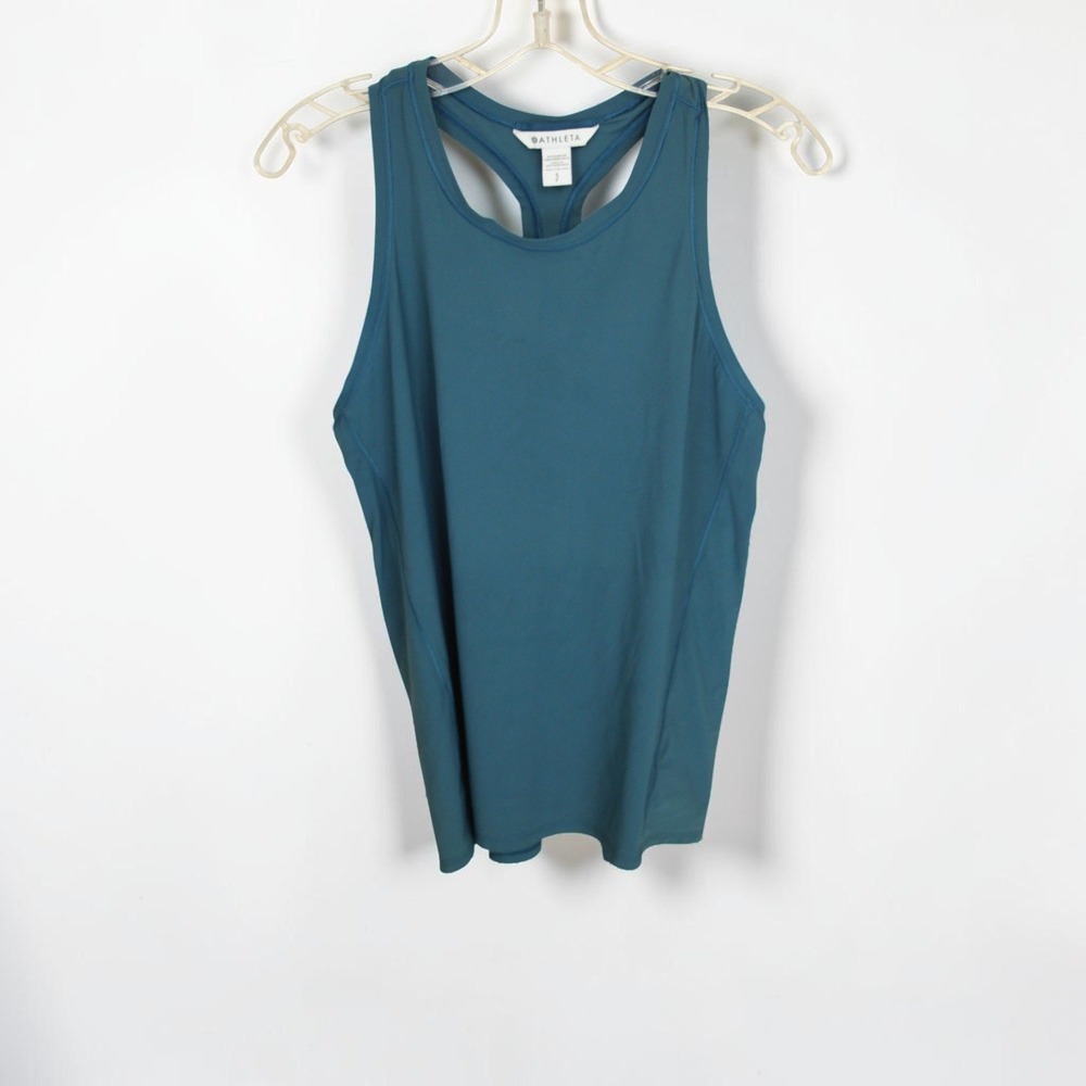 Athleta Women's Teal Blue Racerback Mesh Panel‎ Performance Tank Top Size S